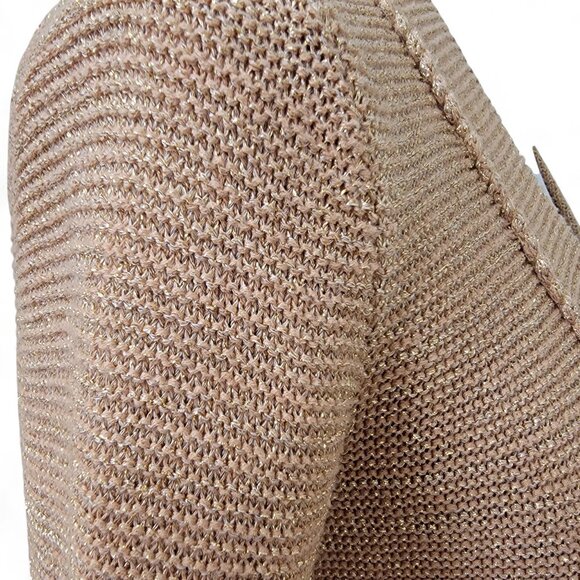 Roem Size Unknown (S/M?) Tan with Copper Metalling Threading Knit Cardigan - Picture 6 of 12